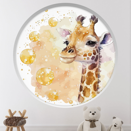 Stickers Trompe l'œil Arche ronde Enfants - Girafe