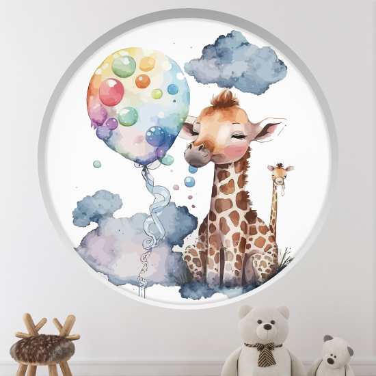 Stickers Trompe l'œil Arche ronde Enfants - Girafe