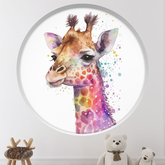 Stickers Trompe l'œil Arche ronde Enfants - Girafe