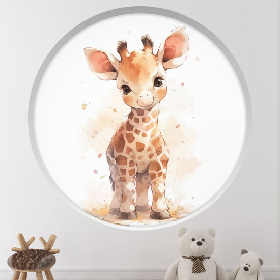 Stickers Trompe l'œil Arche ronde Enfants - Girafe