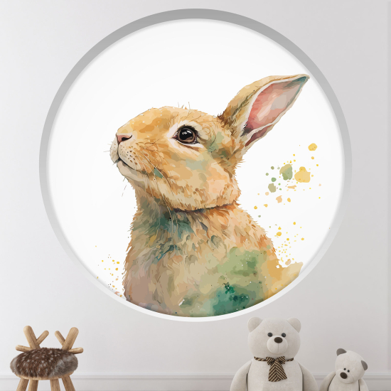 Stickers Trompe l'œil Arche ronde Enfants - Lapin