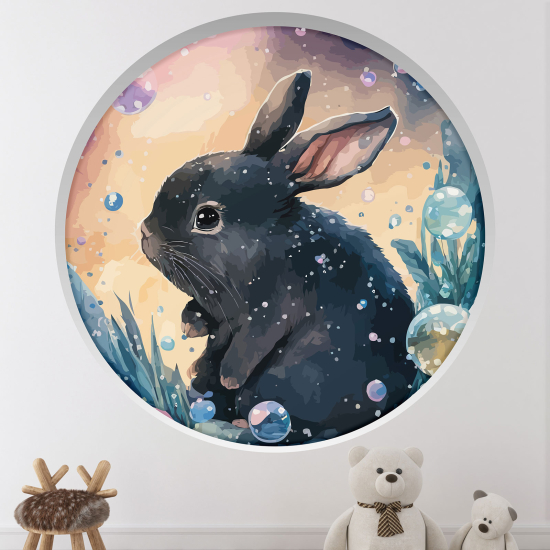 Stickers Trompe l'œil Arche ronde Enfants - Lapin