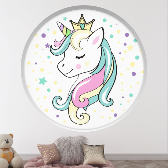 Stickers Trompe l'œil Arche ronde Enfants - Licorne