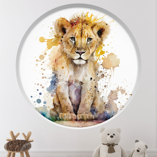 Stickers Trompe l'œil Arche ronde Enfants - Lion