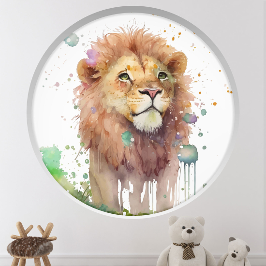 Stickers Trompe l'œil Arche ronde Enfants - Lion