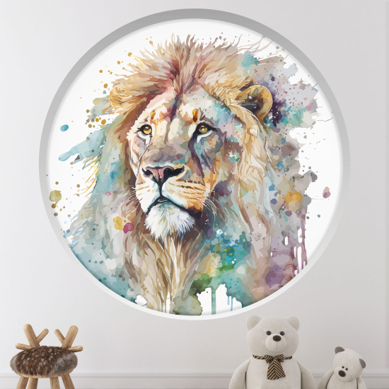 Stickers Trompe l'œil Arche ronde Enfants - Lion