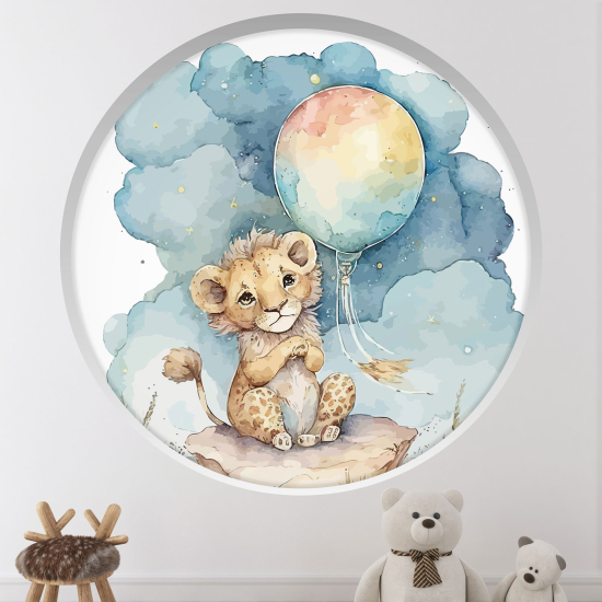 Stickers Trompe l'œil Arche ronde Enfants - Lion