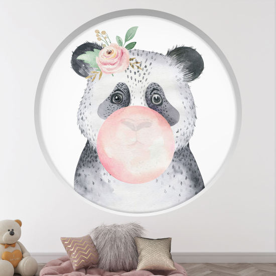 Stickers Trompe l'œil Arche ronde Enfants - Panda bulle