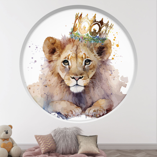 Stickers Trompe l'œil Arche ronde Enfants - Roi lion