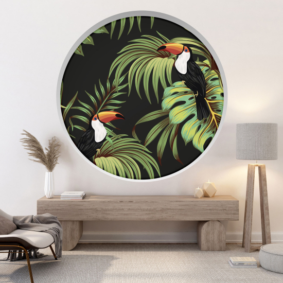 Stickers Trompe l'œil Arche ronde - Toucans