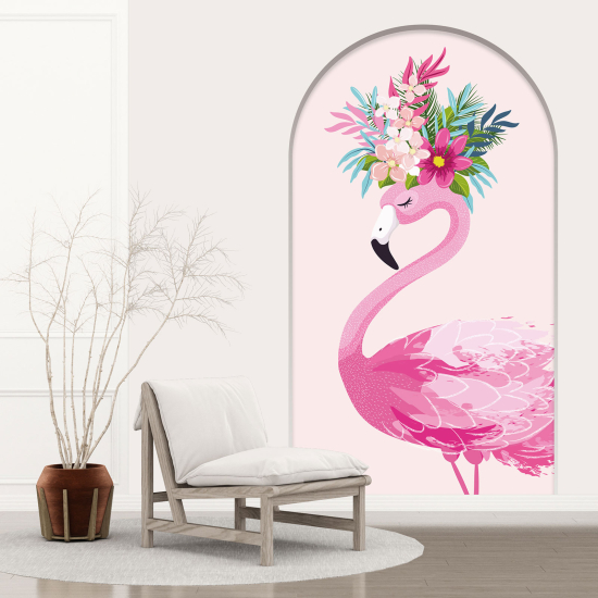 Stickers Trompe l'œil Arche - Voute Enfants - Flamant rose