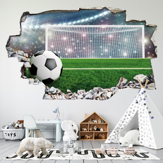 Stickers Trompe l'oeil trou dans le mur - Football