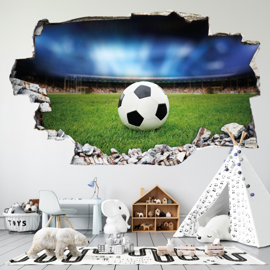 Stickers Trompe l'oeil trou dans le mur - Football