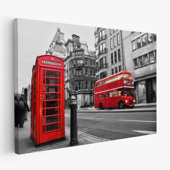 Tableau toile - Cabine et bus londonien