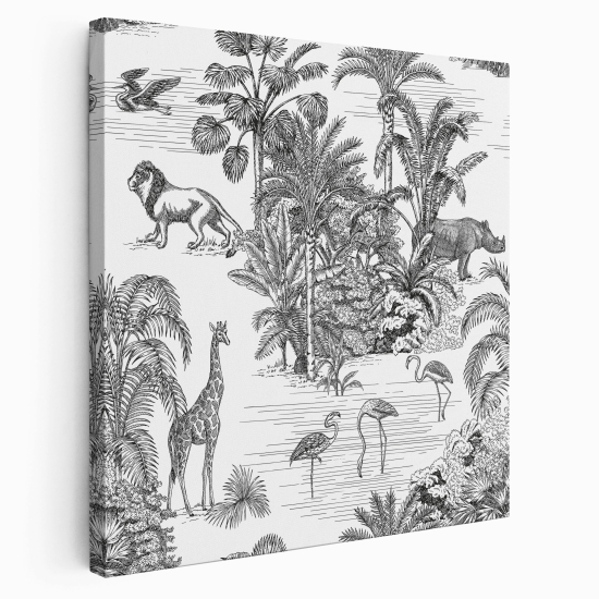 Tableau toile Carré - Animaux de la jungle