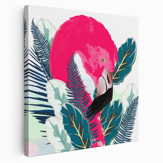 Tableau toile Carré - Flamant Rose