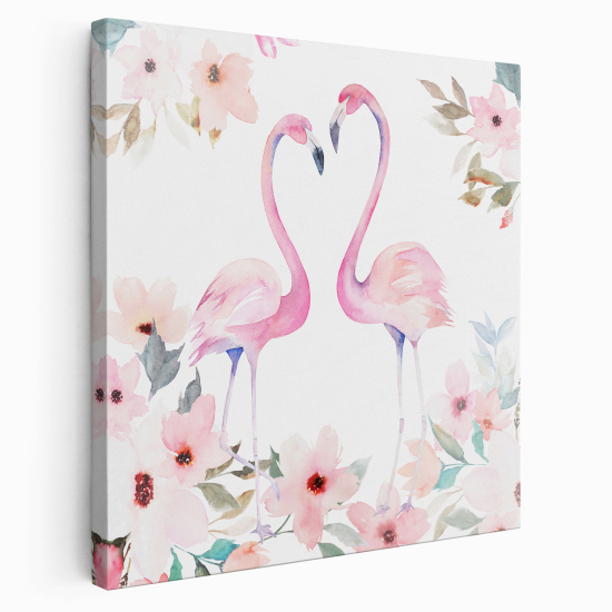 Tableau toile Carré - Flamants roses