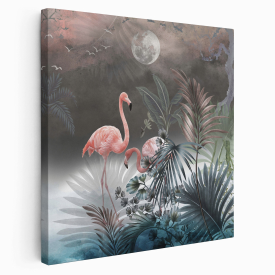 Tableau toile Carré - Flamants roses