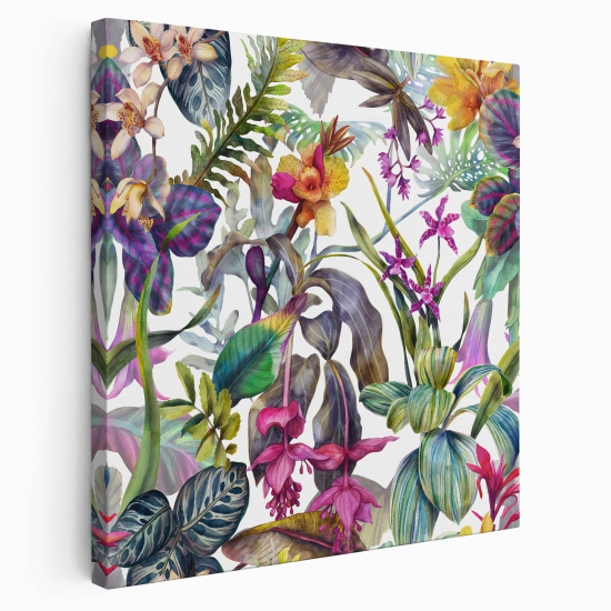 Tableau toile Carré - Fleurs tropical