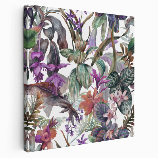 Tableau toile Carré - Fleurs tropical