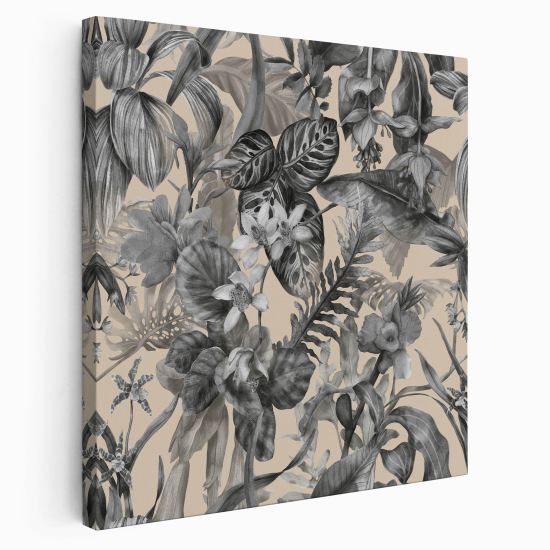 Tableau toile Carré - Fleurs tropical