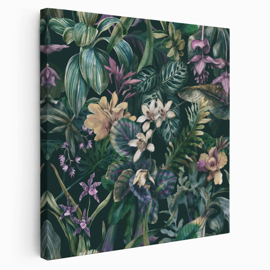 Tableau toile Carré - Fleurs tropical