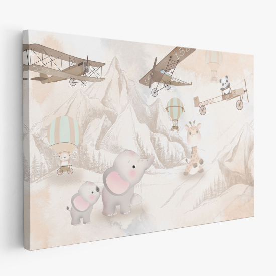 Tableau toile Enfants - Avions Animaux