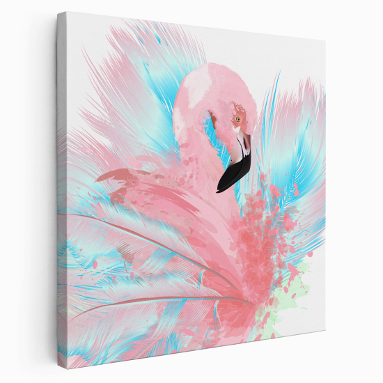 Tableau toile Enfants Carré - Flamant rose