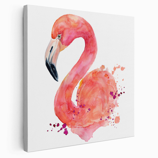 Tableau toile Enfants Carré - Flamant rose