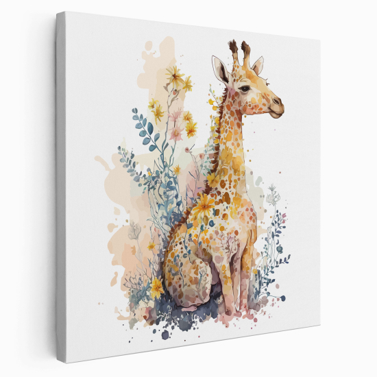 Tableau toile Enfants Carré - Girafe