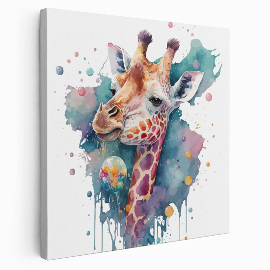 Tableau toile Enfants Carré - Girafe