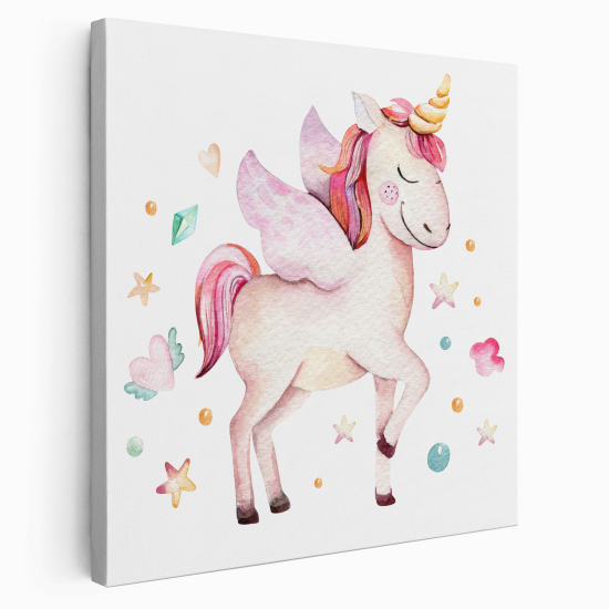 Tableau toile Enfants Carré - Licorne