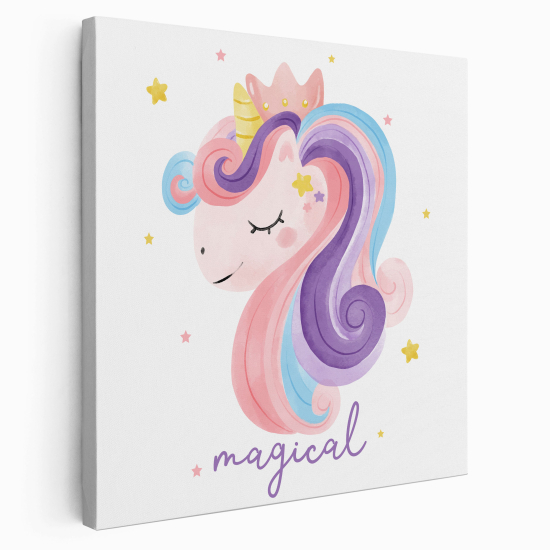 Tableau toile Enfants Carré - Licorne Magical