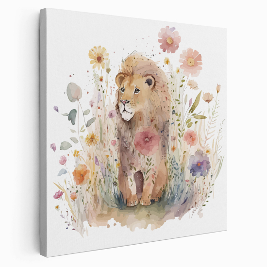 Tableau toile Enfants Carré - Lion