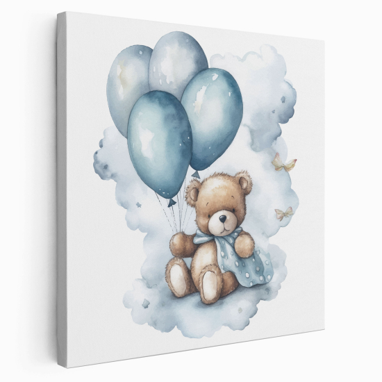 Tableau toile Enfants Carré - Ourson Ballons