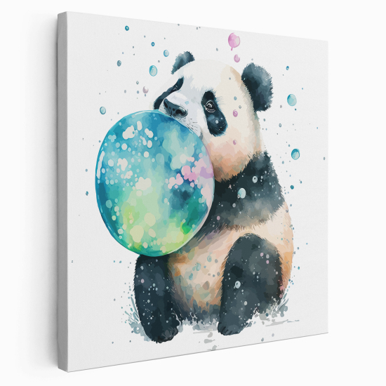 Tableau toile Enfants Carré - Panda bulle