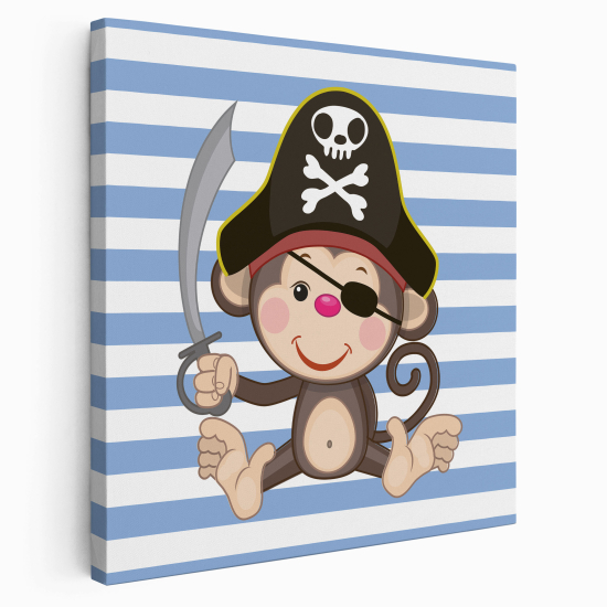 Tableau toile Enfants Carré - Singe pirate