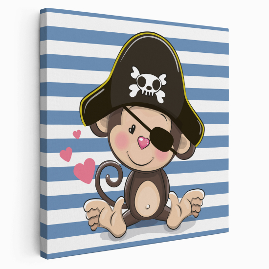 Tableau toile Enfants Carré - Singe pirate