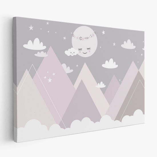 Tableau toile Enfants - Lune Montagnes