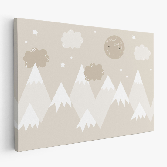 Tableau toile Enfants - Lune montagnes