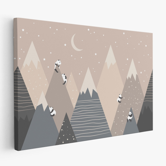 Tableau toile Enfants - Lune montagnes