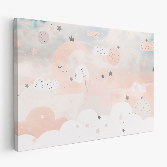 Tableau toile Enfants - Lune Nuages