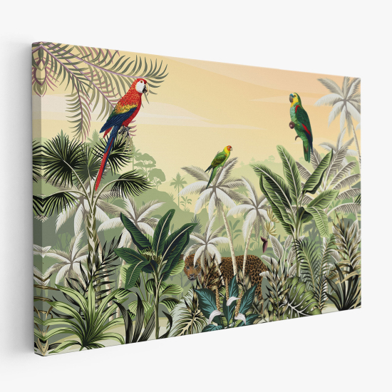 Tableau toile Enfants - Perroquets Tropicales