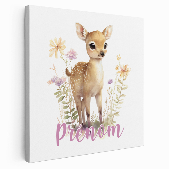 Tableau toile enfants personnalisée avec prénom - Biche