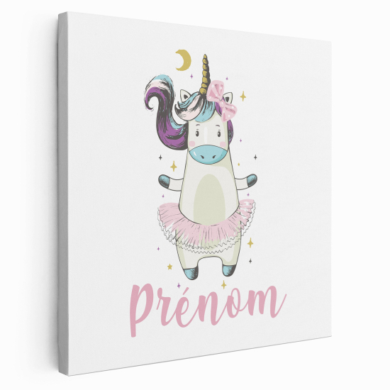 Tableau toile enfants personnalisée avec prénom - Danseuse Licorne