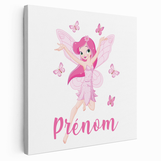 Tableau toile enfants personnalisée avec prénom - Fée Papillons