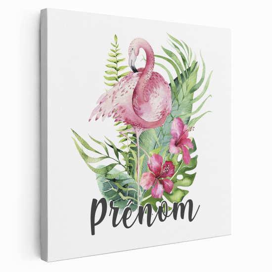 Tableau toile enfants personnalisée avec prénom - Flamant Rose