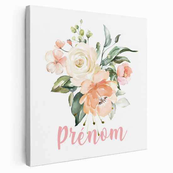 Tableau toile enfants personnalisée avec prénom - Fleurs