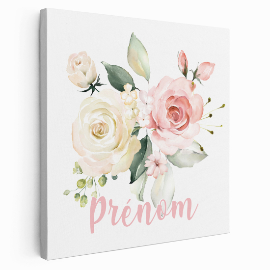 Tableau toile enfants personnalisée avec prénom - Fleurs