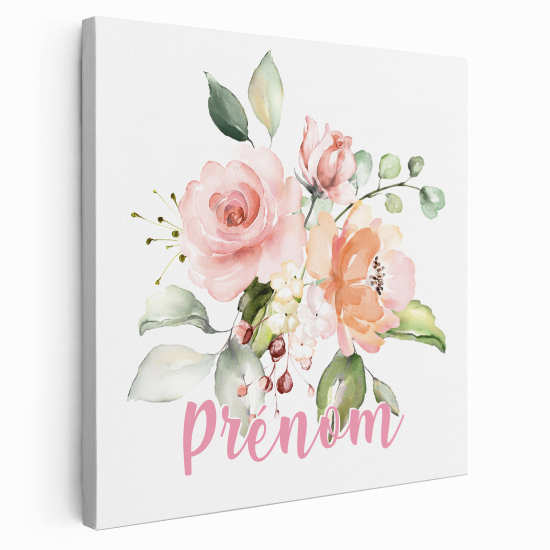 Tableau toile enfants personnalisée avec prénom - Fleurs